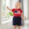 imageKuriozud 4th Of July Baby Boy Outfit Toddler American Flag T Shirt Shorts Set Fourth Of July Summer ClothesRed