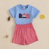 imageKuriozud 4th Of July Baby Boy Outfit Toddler American Flag T Shirt Shorts Set Fourth Of July Summer ClothesWhite Red Blue Ice Cream