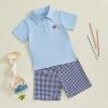 imageKuriozud Baby Boy 4th of July Outfit Baby Boys Polo Shirt American Flag Shorts Set Toddler Little Boy Fourth of July Clothes4th July Blue