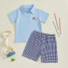 imageKuriozud Baby Boy 4th of July Outfit Baby Boys Polo Shirt American Flag Shorts Set Toddler Little Boy Fourth of July Clothes4th July Blue
