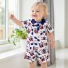 imageKuriozud Baby Boy 4th of July Outfit Baby Boys Polo Shirt American Flag Shorts Set Toddler Little Boy Fourth of July Clothes4th July Blue Floral