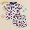 imageKuriozud Baby Boy 4th of July Outfit Baby Boys Polo Shirt American Flag Shorts Set Toddler Little Boy Fourth of July Clothes4th July Blue Floral