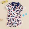 imageKuriozud Baby Boy 4th of July Outfit Baby Boys Polo Shirt American Flag Shorts Set Toddler Little Boy Fourth of July Clothes4th July Blue Floral