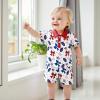 imageKuriozud Baby Boy 4th of July Outfit Baby Boys Polo Shirt American Flag Shorts Set Toddler Little Boy Fourth of July Clothes4th July Blue Floral a