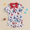 imageKuriozud Baby Boy 4th of July Outfit Baby Boys Polo Shirt American Flag Shorts Set Toddler Little Boy Fourth of July Clothes4th July Blue Floral a