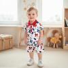 imageKuriozud Baby Boy 4th of July Outfit Baby Boys Polo Shirt American Flag Shorts Set Toddler Little Boy Fourth of July Clothes4th July Blue Floral a
