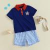 imageKuriozud Baby Boy 4th of July Outfit Baby Boys Polo Shirt American Flag Shorts Set Toddler Little Boy Fourth of July Clothes4th July Blue a