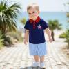 imageKuriozud Baby Boy 4th of July Outfit Baby Boys Polo Shirt American Flag Shorts Set Toddler Little Boy Fourth of July Clothes4th July Blue a