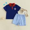 imageKuriozud Baby Boy 4th of July Outfit Baby Boys Polo Shirt American Flag Shorts Set Toddler Little Boy Fourth of July Clothes4th July Blue a