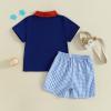 imageKuriozud Baby Boy 4th of July Outfit Baby Boys Polo Shirt American Flag Shorts Set Toddler Little Boy Fourth of July Clothes4th July Blue a