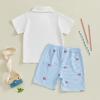 imageKuriozud Baby Boy 4th of July Outfit Baby Boys Polo Shirt American Flag Shorts Set Toddler Little Boy Fourth of July Clothes4th July White Blue