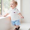 imageKuriozud Baby Boy 4th of July Outfit Baby Boys Polo Shirt American Flag Shorts Set Toddler Little Boy Fourth of July Clothes4th July White Blue