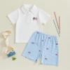 imageKuriozud Baby Boy 4th of July Outfit Baby Boys Polo Shirt American Flag Shorts Set Toddler Little Boy Fourth of July Clothes4th July White Blue