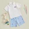 imageKuriozud Baby Boy 4th of July Outfit Baby Boys Polo Shirt American Flag Shorts Set Toddler Little Boy Fourth of July Clothes4th July White Blue
