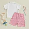 imageKuriozud Baby Boy 4th of July Outfit Baby Boys Polo Shirt American Flag Shorts Set Toddler Little Boy Fourth of July Clothes4th July White Red