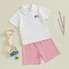 imageKuriozud Baby Boy 4th of July Outfit Baby Boys Polo Shirt American Flag Shorts Set Toddler Little Boy Fourth of July Clothes4th July White Red