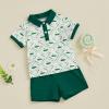 imageKuriozud Baby Boy 4th of July Outfit Baby Boys Polo Shirt American Flag Shorts Set Toddler Little Boy Fourth of July ClothesGolf Green B
