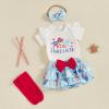 imageKuriozud My First 4th of July Outfit Baby Girl Romper Onesie BodysuitRuffle Tutu Shorts Bloomer 1st Fourth of July ClothesBlue B