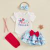 imageKuriozud My First 4th of July Outfit Baby Girl Romper Onesie BodysuitRuffle Tutu Shorts Bloomer 1st Fourth of July ClothesBlue B