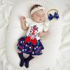 imageKuriozud My First 4th of July Outfit Baby Girl Romper Onesie BodysuitRuffle Tutu Shorts Bloomer 1st Fourth of July ClothesBlue C