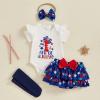 imageKuriozud My First 4th of July Outfit Baby Girl Romper Onesie BodysuitRuffle Tutu Shorts Bloomer 1st Fourth of July ClothesBlue C