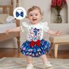 imageKuriozud My First 4th of July Outfit Baby Girl Romper Onesie BodysuitRuffle Tutu Shorts Bloomer 1st Fourth of July ClothesBlue D