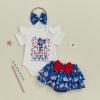 imageKuriozud My First 4th of July Outfit Baby Girl Romper Onesie BodysuitRuffle Tutu Shorts Bloomer 1st Fourth of July ClothesBlue D