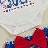 imageKuriozud My First 4th of July Outfit Baby Girl Romper Onesie BodysuitRuffle Tutu Shorts Bloomer 1st Fourth of July ClothesBlue D