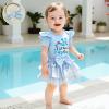 imageKuriozud My First 4th of July Outfit Baby Girl Romper Onesie BodysuitRuffle Tutu Shorts Bloomer 1st Fourth of July ClothesFathers Day Blue