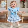 imageKuriozud My First 4th of July Outfit Baby Girl Romper Onesie BodysuitRuffle Tutu Shorts Bloomer 1st Fourth of July ClothesFathers Day Blue