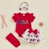 imageKuriozud My First 4th of July Outfit Baby Girl Romper Onesie BodysuitRuffle Tutu Shorts Bloomer 1st Fourth of July ClothesRed
