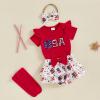 imageKuriozud My First 4th of July Outfit Baby Girl Romper Onesie BodysuitRuffle Tutu Shorts Bloomer 1st Fourth of July ClothesRed