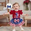 imageKuriozud My First 4th of July Outfit Baby Girl Romper Onesie BodysuitRuffle Tutu Shorts Bloomer 1st Fourth of July ClothesRed B