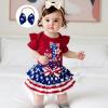 imageKuriozud My First 4th of July Outfit Baby Girl Romper Onesie BodysuitRuffle Tutu Shorts Bloomer 1st Fourth of July ClothesRed B