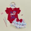 imageKuriozud My First 4th of July Outfit Baby Girl Romper Onesie BodysuitRuffle Tutu Shorts Bloomer 1st Fourth of July ClothesRed C