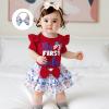 imageKuriozud My First 4th of July Outfit Baby Girl Romper Onesie BodysuitRuffle Tutu Shorts Bloomer 1st Fourth of July ClothesRed C