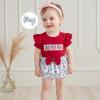 imageKuriozud My First 4th of July Outfit Baby Girl Romper Onesie BodysuitRuffle Tutu Shorts Bloomer 1st Fourth of July ClothesRed D