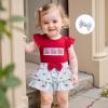imageKuriozud My First 4th of July Outfit Baby Girl Romper Onesie BodysuitRuffle Tutu Shorts Bloomer 1st Fourth of July ClothesRed D