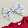 imageKuriozud My First 4th of July Outfit Baby Girl Romper Onesie BodysuitRuffle Tutu Shorts Bloomer 1st Fourth of July ClothesRed D