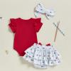 imageKuriozud My First 4th of July Outfit Baby Girl Romper Onesie BodysuitRuffle Tutu Shorts Bloomer 1st Fourth of July ClothesRed D