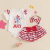 imageKuriozud My First 4th of July Outfit Baby Girl Romper Onesie BodysuitRuffle Tutu Shorts Bloomer 1st Fourth of July ClothesRed a