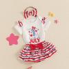 imageKuriozud My First 4th of July Outfit Baby Girl Romper Onesie BodysuitRuffle Tutu Shorts Bloomer 1st Fourth of July ClothesRed a