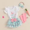 imageKuriozud My First 4th of July Outfit Baby Girl Romper Onesie BodysuitRuffle Tutu Shorts Bloomer 1st Fourth of July ClothesWhite Green My 1st Easter a