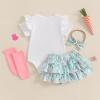 imageKuriozud My First 4th of July Outfit Baby Girl Romper Onesie BodysuitRuffle Tutu Shorts Bloomer 1st Fourth of July ClothesWhite Green My 1st Easter a
