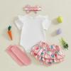 imageKuriozud My First 4th of July Outfit Baby Girl Romper Onesie BodysuitRuffle Tutu Shorts Bloomer 1st Fourth of July ClothesWhite My 1st Easter