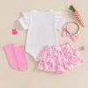 imageKuriozud My First 4th of July Outfit Baby Girl Romper Onesie BodysuitRuffle Tutu Shorts Bloomer 1st Fourth of July ClothesWhite Pink My 1st Easter