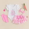 imageKuriozud My First 4th of July Outfit Baby Girl Romper Onesie BodysuitRuffle Tutu Shorts Bloomer 1st Fourth of July ClothesWhite Pink My 1st Easter
