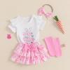 imageKuriozud My First 4th of July Outfit Baby Girl Romper Onesie BodysuitRuffle Tutu Shorts Bloomer 1st Fourth of July ClothesWhite Pink My 1st Easter