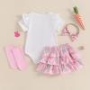 imageKuriozud My First 4th of July Outfit Baby Girl Romper Onesie BodysuitRuffle Tutu Shorts Bloomer 1st Fourth of July ClothesWhite Pink My 1st Easter a