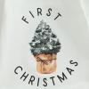imageKuriozud Newborn Baby Boy Girl Bubble Romper Funny Letter Long Sleeve Oversized Sweater Tops Fall Winter ClothesFirst Christmas a